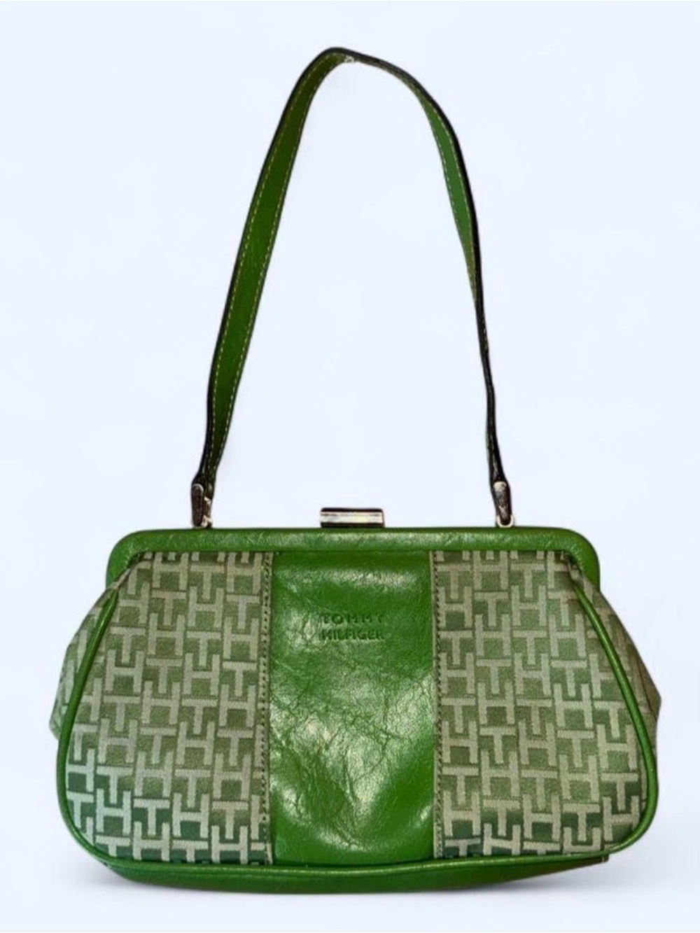 Vintage Y2K Tommy Hilfiger Monogram Frame Shoulder Bag 💚